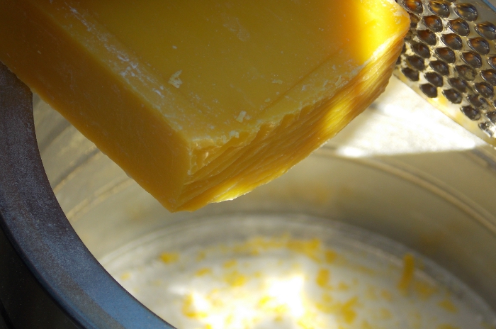 Grating Fels-Naptha for my homemade laundry detergent